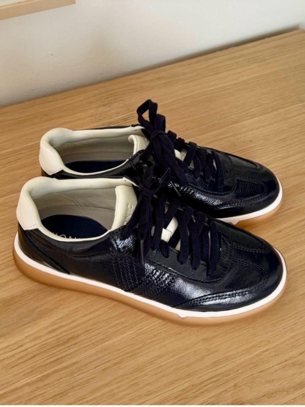 Vionic Navy Leather Low-Top Sneaker with Gum Sole